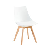 Scaun de bucatarie/dining alb din PP si lemn cu perna moale din piele ecologica, Norse HARO